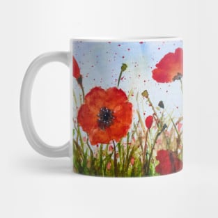 Poppy field watercolor Mug